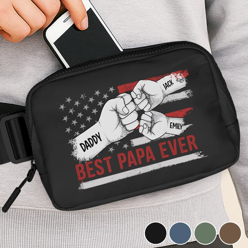Best Dad Ever - Family Personalized Custom Crossbody & Waist Bag - Father's Day, Gift For Dad, Grandpa