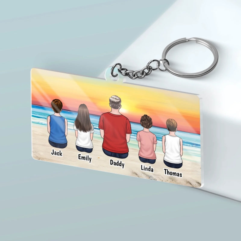 Guided By Your Love, Always - Family Personalized Custom Shaped Acrylic Keychain - Father's Day, Gift For Dad, Grandpa
