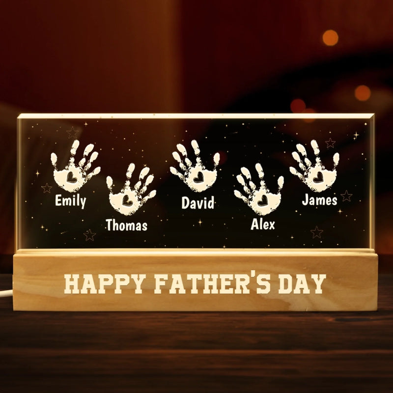 Touching Dads Heart Daily - Family Personalized Custom Acrylic Letters 3D LED Night Light - Father's Day, Gift For Dad, Grandpa