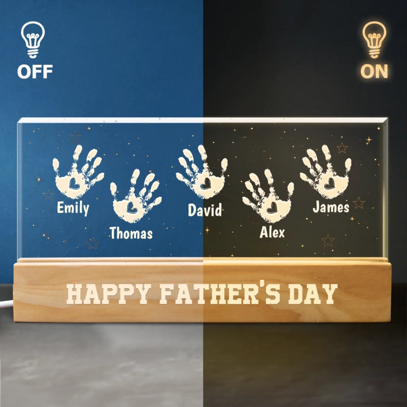 Touching Dads Heart Daily - Family Personalized Custom Acrylic Letters 3D LED Night Light - Father's Day, Gift For Dad, Grandpa