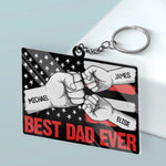 Tough Hands, Soft Heart - Family Personalized Custom Shaped Acrylic Keychain - Father's Day, Gift For Dad, Grandpa