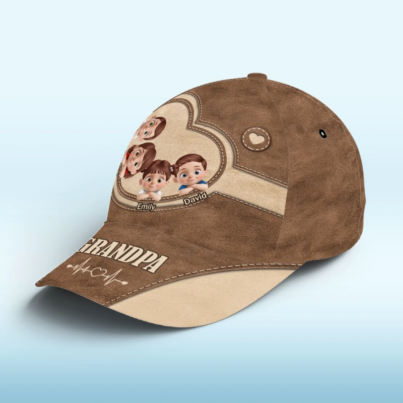 Love Runs In This Cap - Family Personalized Custom Hat, All Over Print Classic Cap - Father's Day, Gift For Dad, Grandpa