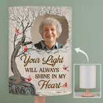 Custom Photo Every Time It Shines, Know My Heart Is Near - Memorial Personalized Custom Linen Bedside Table Lamp - Sympathy Gift For Family