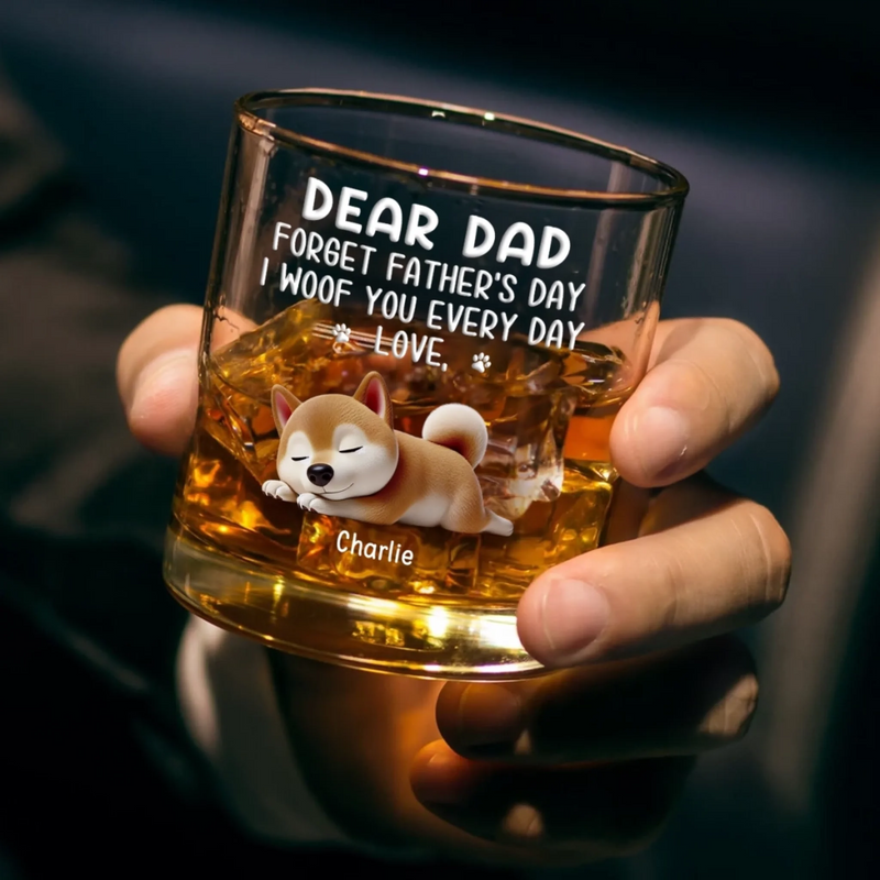 I Wag My Tail For You Every Day, Dad - Dog Personalized Custom Whiskey Glass - Father's Day, Gift For Pet Owners, Pet Lovers