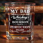 Bourbon’s Got Flavor, But Dad’s Got Soul - Family Personalized Custom Whiskey Glass With Cigarette Holder - Father's Day, Gift For Dad, Grandpa