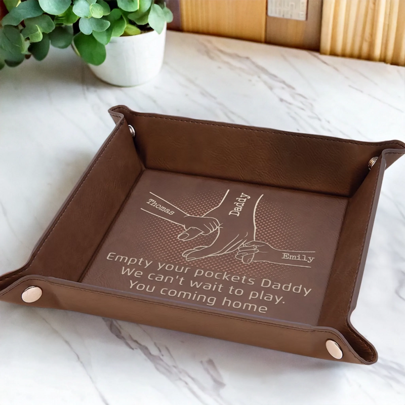 Come Home To Love - Family Personalized Custom Leather Valet Tray - Father's Day, Gift For Dad, Grandpa