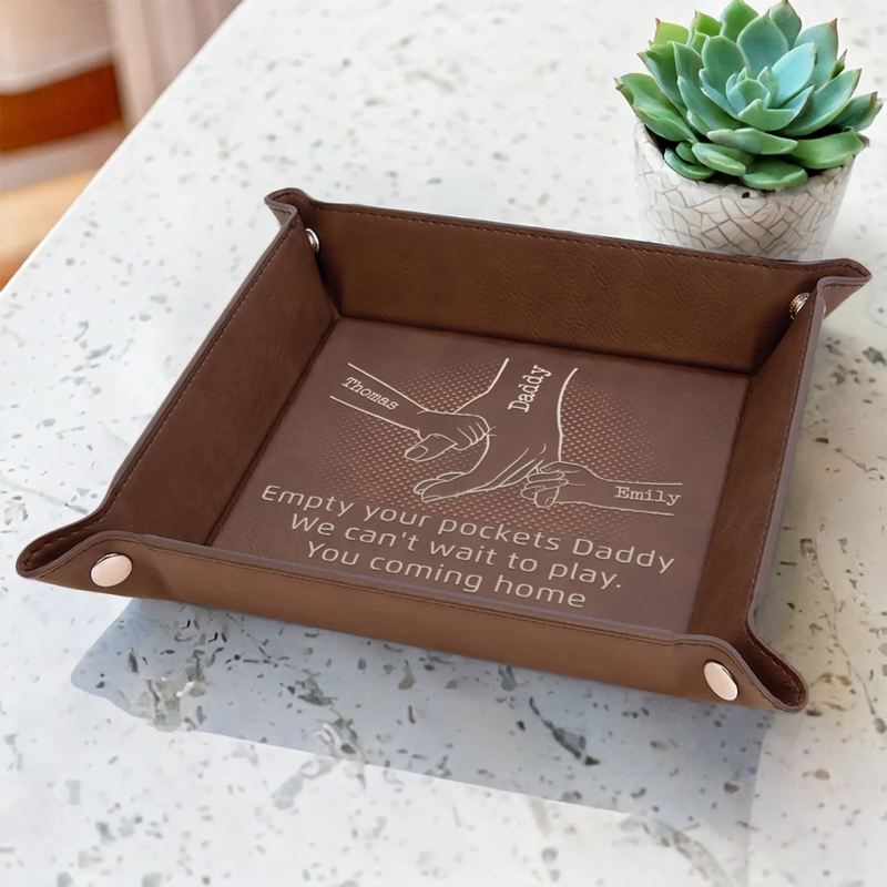 Come Home To Love - Family Personalized Custom Leather Valet Tray - Father's Day, Gift For Dad, Grandpa