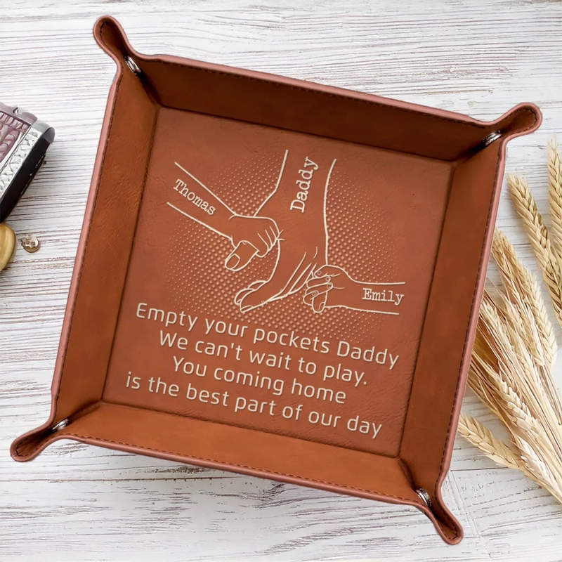 Come Home To Love - Family Personalized Custom Leather Valet Tray - Father's Day, Gift For Dad, Grandpa