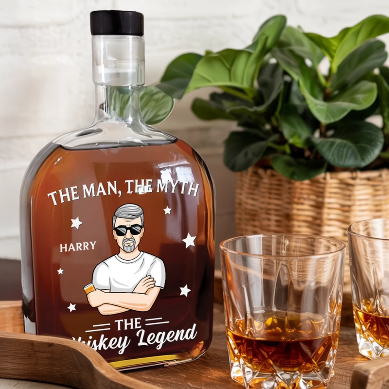 One Part Whiskey, Two Parts Legend - Family Personalized Custom Whiskey Bottle - Father's Day, Gift For Dad, Grandpa