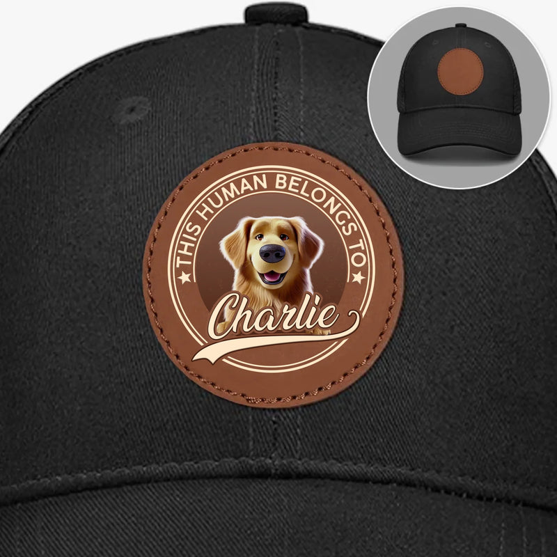Side By Side, Paw By Paw - Dog Personalized Custom Round Leather Patch Hat - Father's Day, Gift For Pet Owners, Pet Lovers