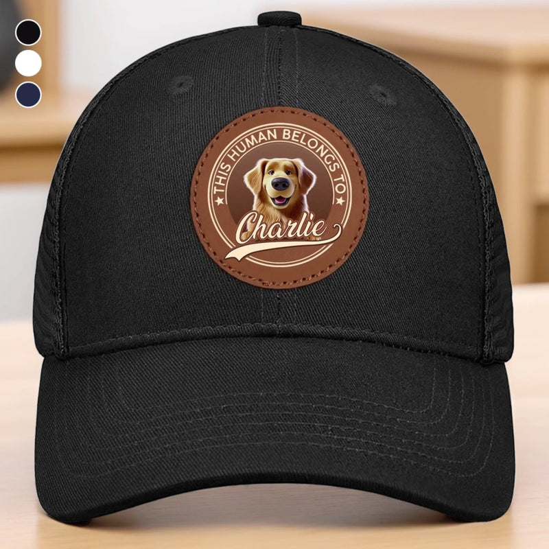 Side By Side, Paw By Paw - Dog Personalized Custom Round Leather Patch Hat - Father's Day, Gift For Pet Owners, Pet Lovers