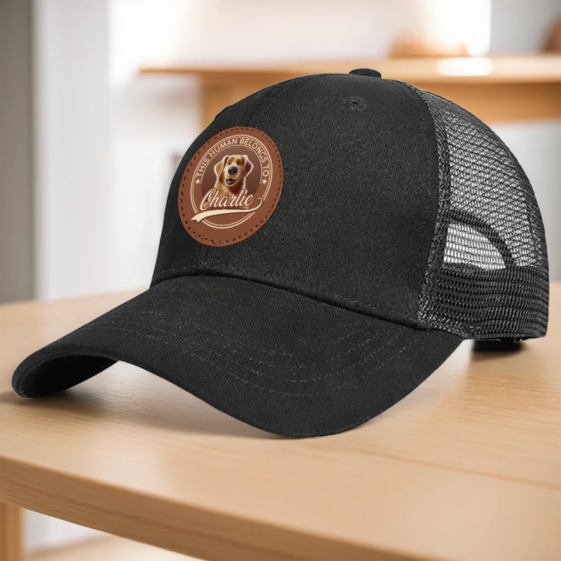 Side By Side, Paw By Paw - Dog Personalized Custom Round Leather Patch Hat - Father's Day, Gift For Pet Owners, Pet Lovers