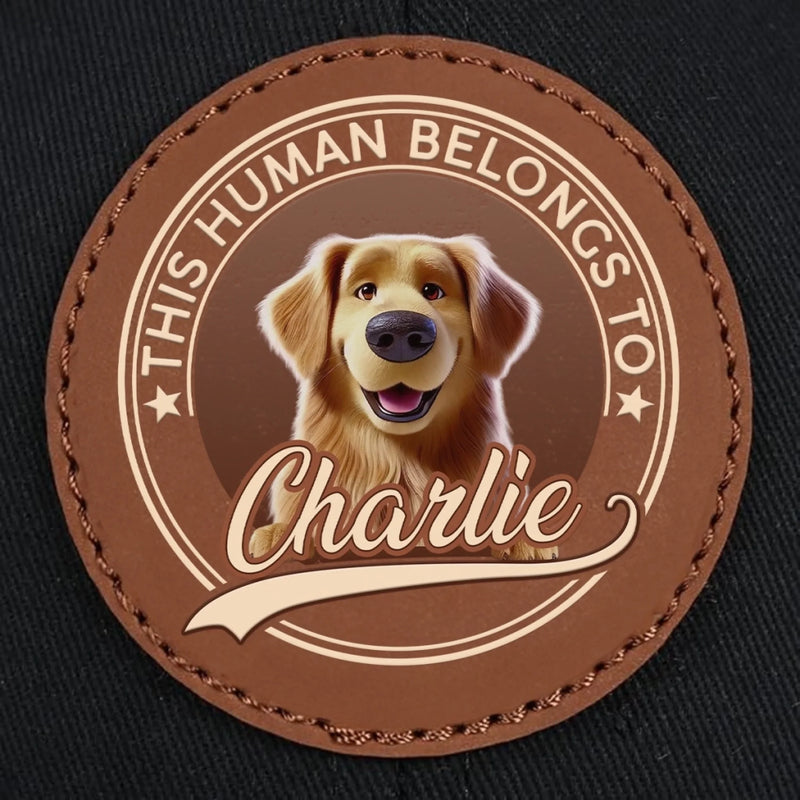 Side By Side, Paw By Paw - Dog Personalized Custom Round Leather Patch Hat - Father's Day, Gift For Pet Owners, Pet Lovers