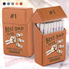 Best Dad Ever - Family Personalized Custom Leather Cigarette Case - Father's Day, Gift For Dad, Grandpa