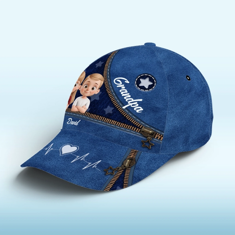 Grandpa And His Stars - Family Personalized Custom Hat, All Over Print Classic Cap - Father's Day, Gift For Dad, Grandpa