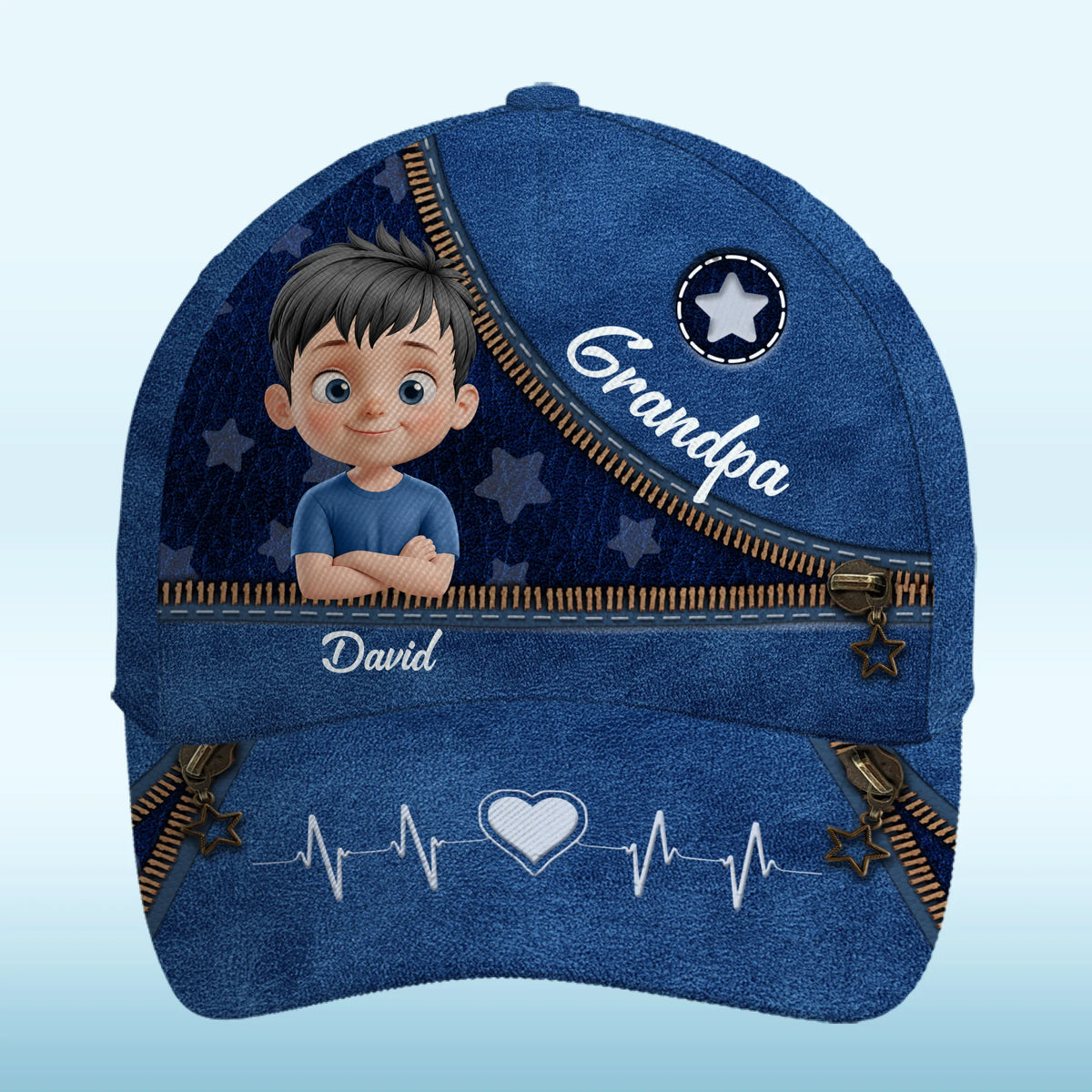 Grandpa And His Stars - Family Personalized Custom Hat, All Over Print Classic Cap - Father's Day, Gift For Dad, Grandpa