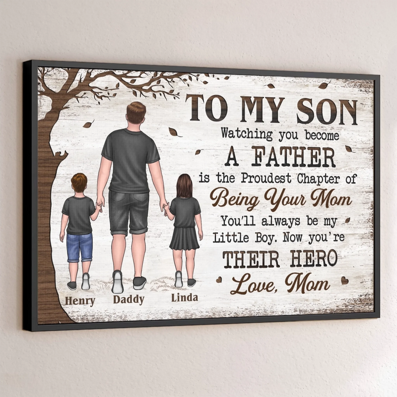 Now You Are Their Hero - Family Personalized Custom Horizontal Poster - Father's Day, Gift For Son