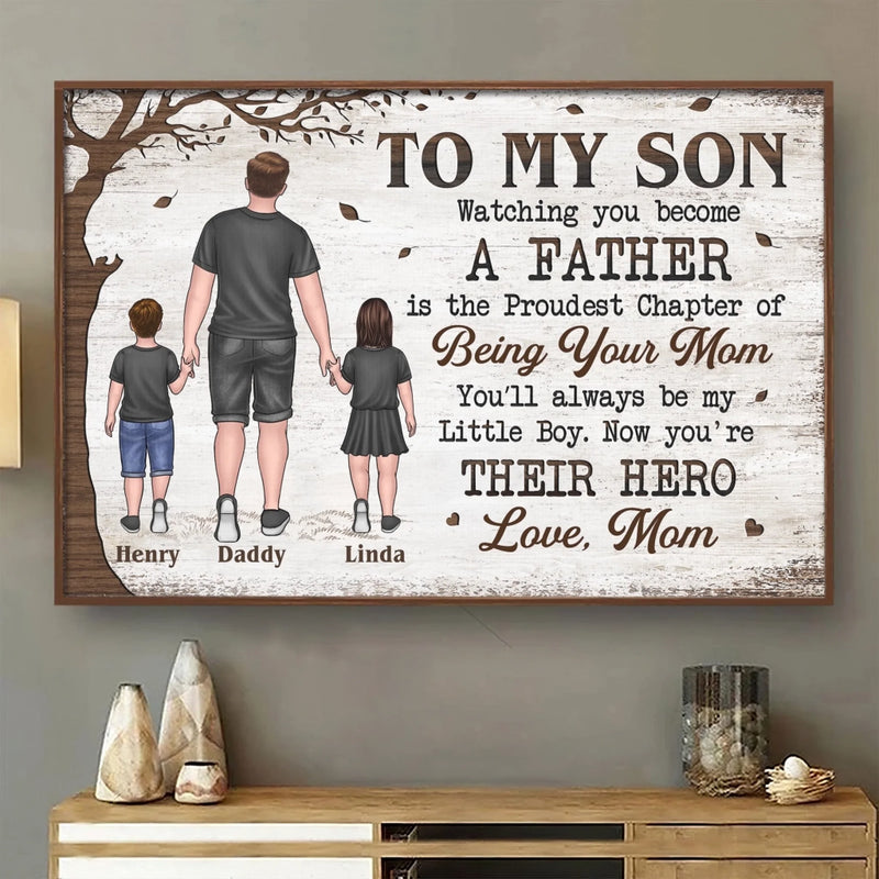 Now You Are Their Hero - Family Personalized Custom Horizontal Poster - Father's Day, Gift For Son