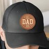 Fatherhood Starts Here - Family Personalized Custom Round Leather Patch Hat - Father's Day, Gift For Dad, Grandpa