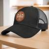 Fatherhood Starts Here - Family Personalized Custom Round Leather Patch Hat - Father's Day, Gift For Dad, Grandpa
