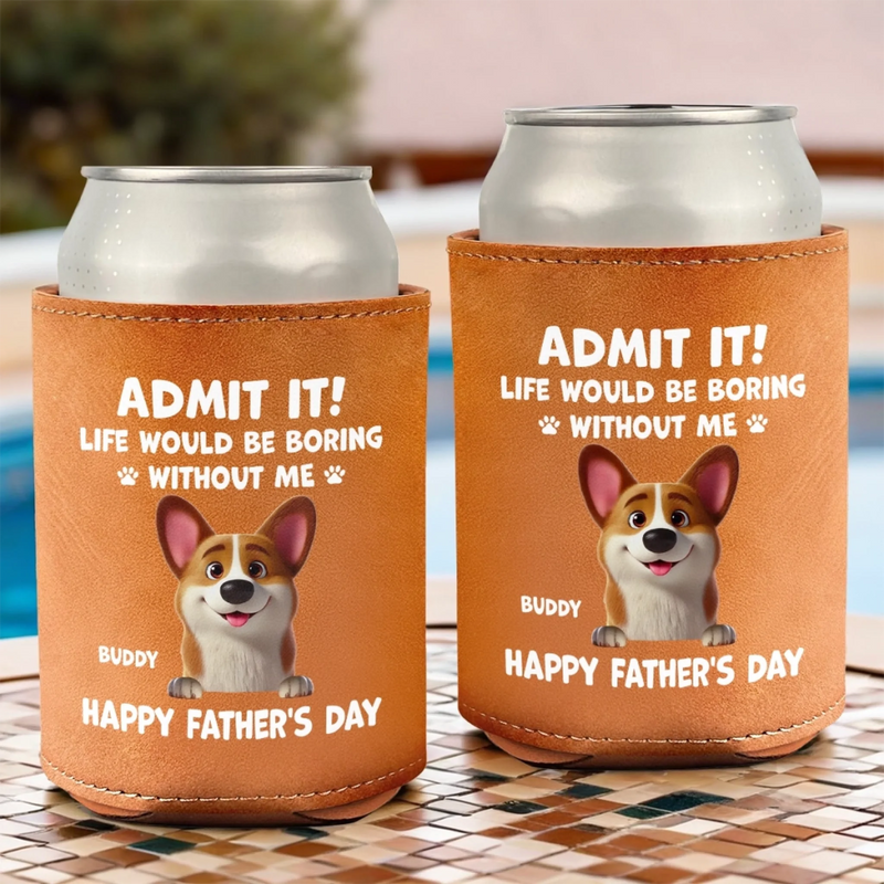 Dog Hair, Don’t Care - Dog Personalized Custom Leather Can Cooler - Father's Day, Gift For Pet Owners, Pet Lovers