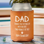 Paws Up, Heads High - Dog Personalized Custom Leather Can Cooler - Father's Day, Gift For Pet Owners, Pet Lovers