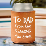 Custom Photo Cheers To Chaos - Family Personalized Custom Leather Can Cooler - Father's Day, Gift For Family Members, Dad, Grandpa
