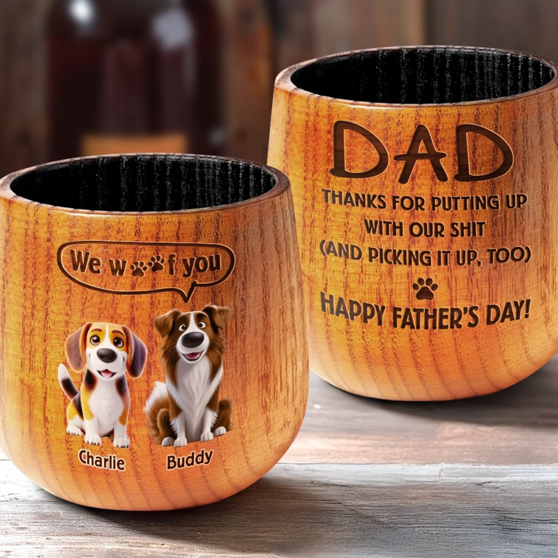 Fur Real, You're The Best - Dog Personalized Custom Wooden Whiskey Glass - Father's Day, Gift For Pet Owners, Pet Lovers