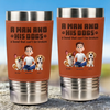A Man And His Dogs, A Bond That Can't Be Broken - Dog Personalized Custom Printed Leather Tumbler - Father's Day, Gift For Pet Owners, Pet Lovers