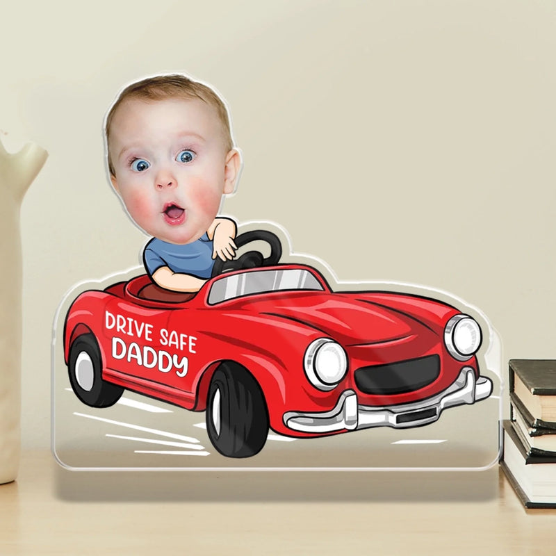 Custom Photo Stay Safe For Your Rookie - Family Personalized Custom Acrylic Plaque Custom Shape - Father's Day, Gift For Dad, Grandpa