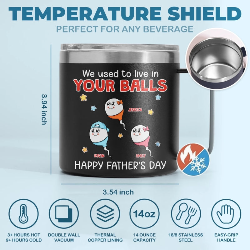 Born From Legends, Raised By One - Family Personalized Custom 14oz Stainless Steel Tumbler With Handle - Father's Day, Gift For Dad