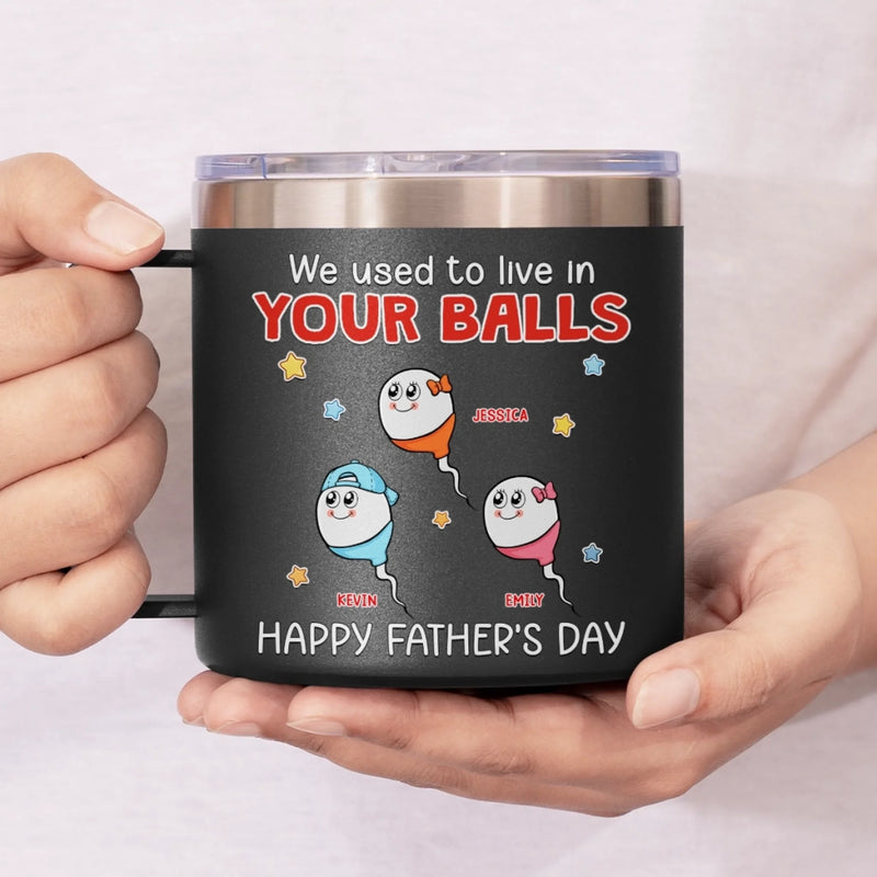 Born From Legends, Raised By One - Family Personalized Custom 14oz Stainless Steel Tumbler With Handle - Father's Day, Gift For Dad