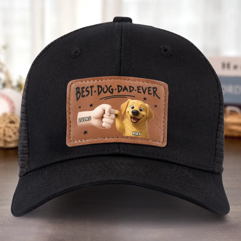 Pup’s Favorite Human - Dog Personalized Custom Leather Patch Hat - Father's Day, Gift For Pet Owners, Pet Lovers