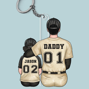 Every Home Run Starts With Dad’s Support - Family Personalized Custom Shaped Acrylic Keychain - Father's Day, Gift For Dad, Sport Lovers, Sport Players