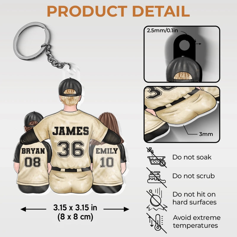 Every Home Run Starts With Dad’s Support - Family Personalized Custom Shaped Acrylic Keychain - Father's Day, Gift For Dad, Sport Lovers, Sport Players