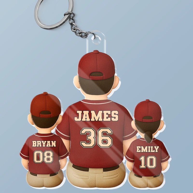 Coached By Dad, Fueled By Love - Family Personalized Custom Shaped Acrylic Keychain - Father's Day, Gift For Dad, Sport Lovers, Sport Players