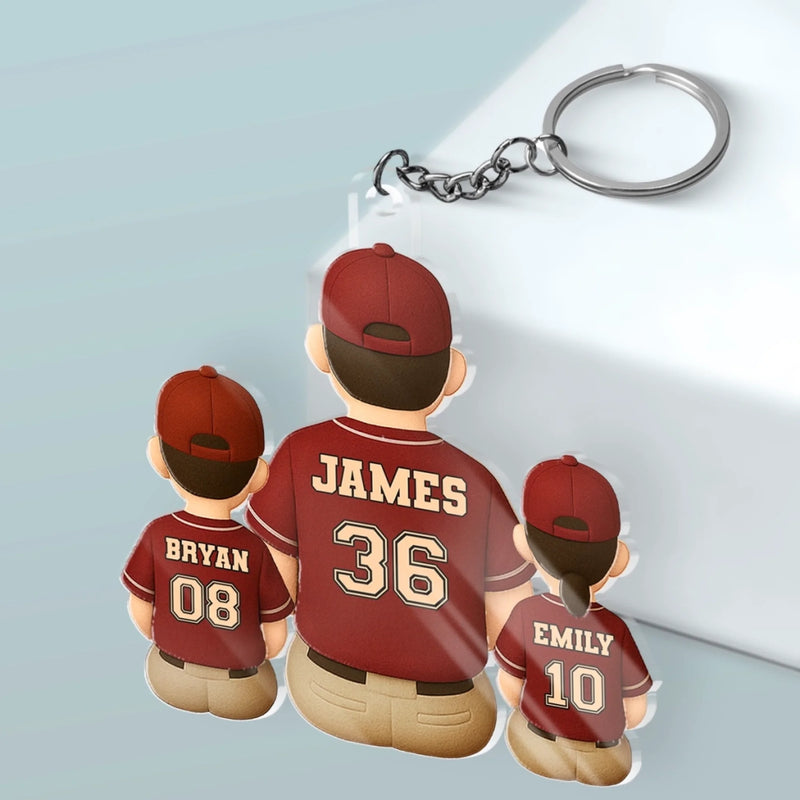 Coached By Dad, Fueled By Love - Family Personalized Custom Shaped Acrylic Keychain - Father's Day, Gift For Dad, Sport Lovers, Sport Players