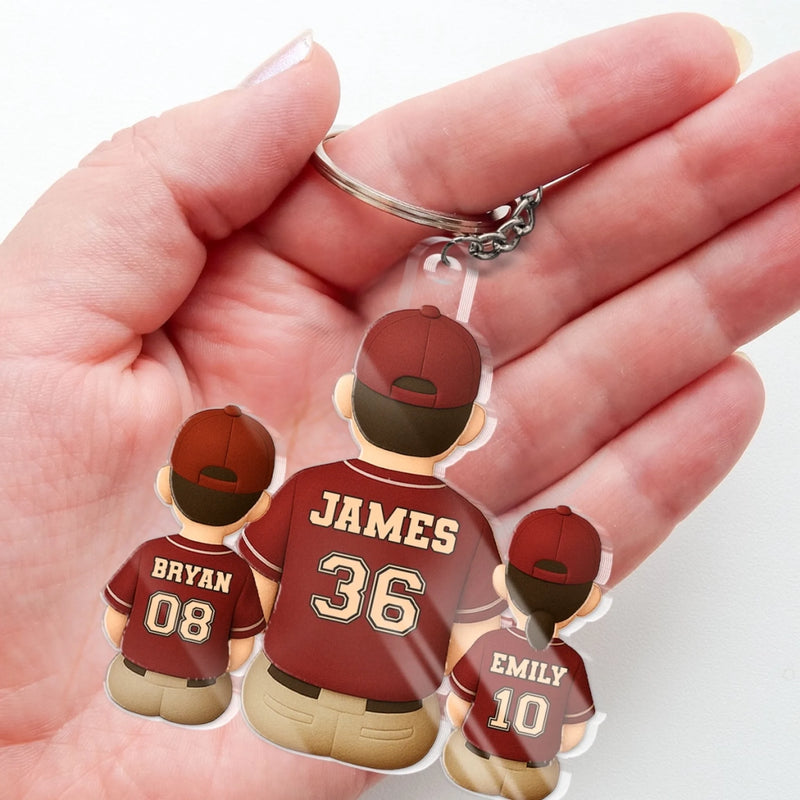 Coached By Dad, Fueled By Love - Family Personalized Custom Shaped Acrylic Keychain - Father's Day, Gift For Dad, Sport Lovers, Sport Players