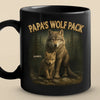 Bonded Like A Wolf Pack - Family Personalized Custom Black Mug - Father's Day, Gift For Dad, Grandpa