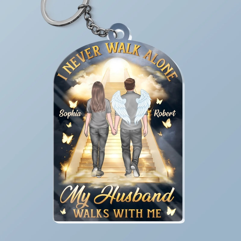 Forever My Husband, Always My Angel - Memorial Personalized Custom Shaped Acrylic Keychain - Father's Day, Sympathy Gift For Couple, Husband Wife, Family Members