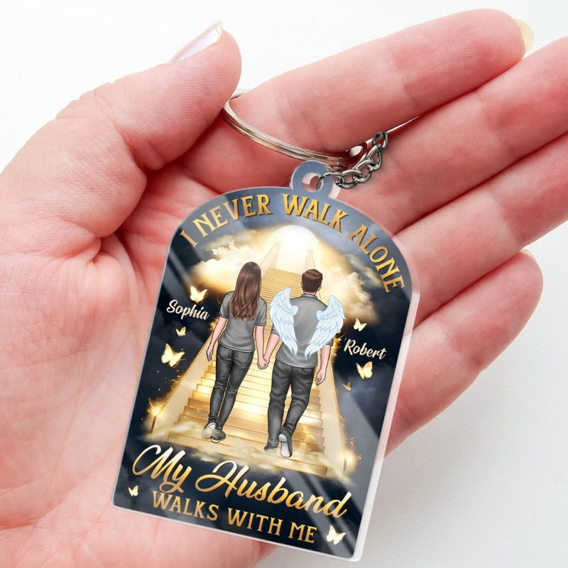 Forever My Husband, Always My Angel - Memorial Personalized Custom Shaped Acrylic Keychain - Father's Day, Sympathy Gift For Couple, Husband Wife, Family Members