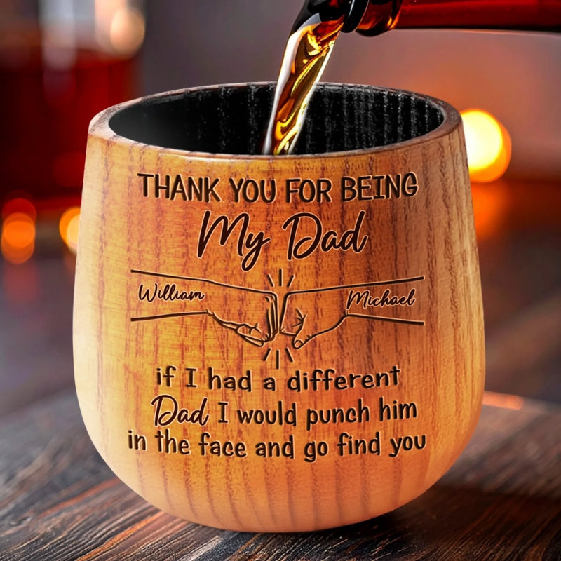 Cheers To The Man Who Made Me Awesome - Family Personalized Custom Wooden Whiskey Glass - Father's Day, Gift For Dad, Grandpa