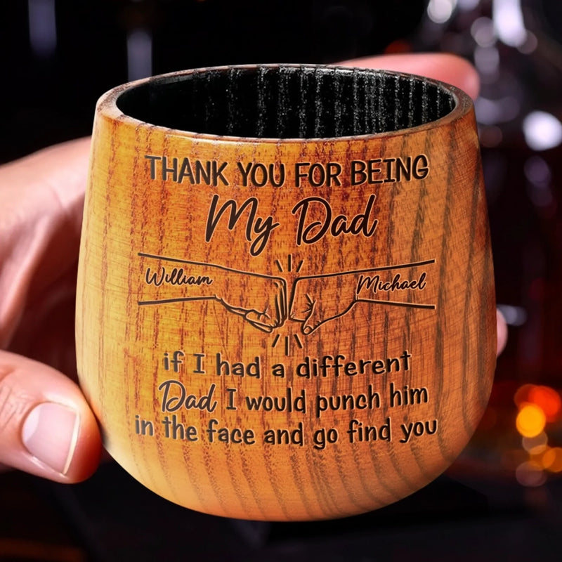 Cheers To The Man Who Made Me Awesome - Family Personalized Custom Wooden Whiskey Glass - Father's Day, Gift For Dad, Grandpa