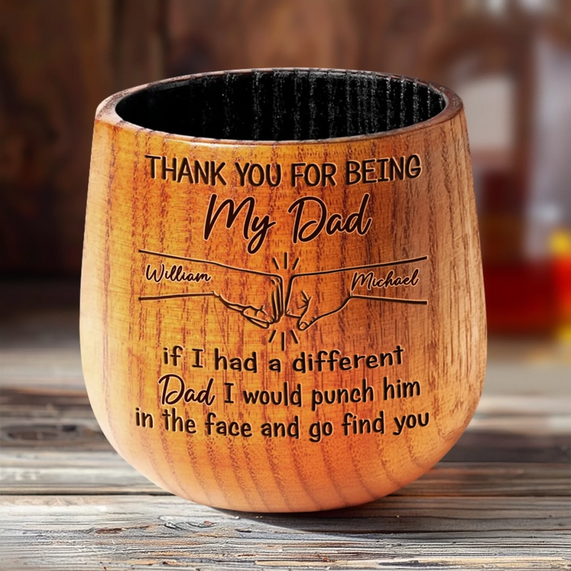 Cheers To The Man Who Made Me Awesome - Family Personalized Custom Wooden Whiskey Glass - Father's Day, Gift For Dad, Grandpa