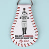 God Hit A Homerun When He Made You My Dad - Family Personalized Custom Leather Keychain - Father's Day, Gift For Dad, Sport Lovers, Sport Players