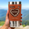 Hands Down, The Best Grandpa Ever - Family Personalized Custom Printed Leather Tumbler - Father's Day, Gift For Dad, Grandpa, Family Members