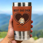 Your Hugs Are Our Favorite Place - Family Personalized Custom Printed Leather Tumbler - Father's Day, Gift For Dad