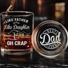 Fatherhood Looks Good On You - Family Personalized Custom Whiskey Glass With Bottom And Side Engraving - Father's Day, Gift For Dad, Grandpa