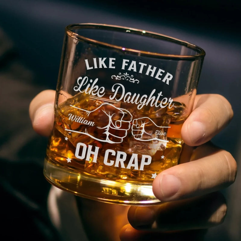 Fatherhood Looks Good On You - Family Personalized Custom Whiskey Glass With Bottom And Side Engraving - Father's Day, Gift For Dad, Grandpa