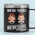 Fatherhood, No Return Policy Since Day One - Family Personalized Custom 14oz Stainless Steel Tumbler With Handle - Father's Day, Gift For Dad, Grandpa